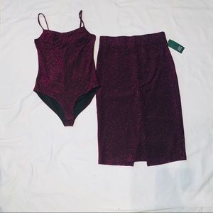 Fun glittery! Camisole onesie & skirt outfit